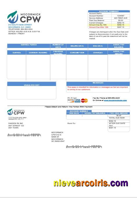 USA CPW business utility bill